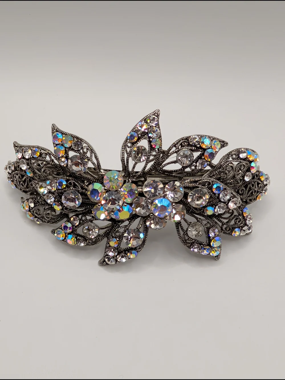 SOHO AB Aurora Borealis Crystal Rhinestone Filigree Floral Statement Barrette